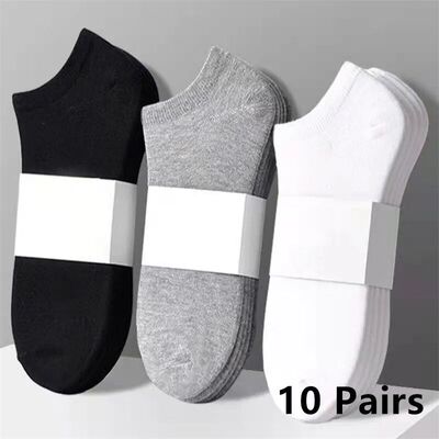 10 Pairs Men's Polyester Boat Socks New Style Black White Gr