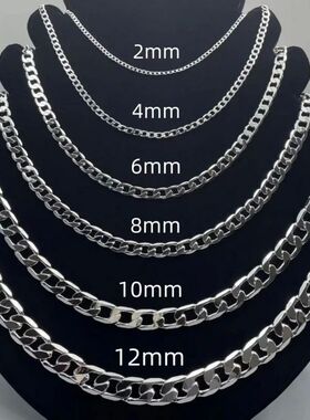 Men's 925 Sterling Silver Necklace 2/4/6/8/10/12MM 40-75cm F