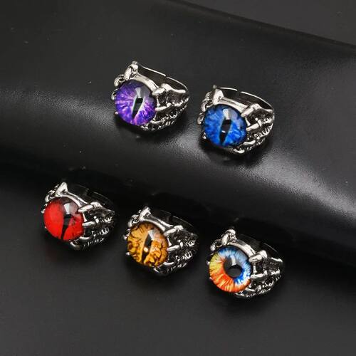 Gothic Colorful Evil Eye Rings For Men Women Personality Dem