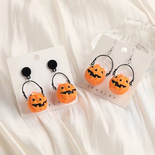 1Pair Halloween Women Drop Earrings 3D Resin Pumpkin Basket