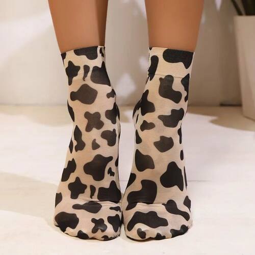 Leopard Large Flower Print Short Socks Summer Single Shoes S