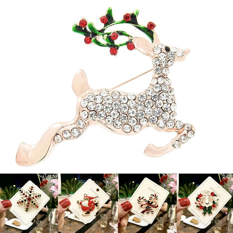 Christmas Xmas Enamel Brooch Snowman Santa Claus Tree Wreath