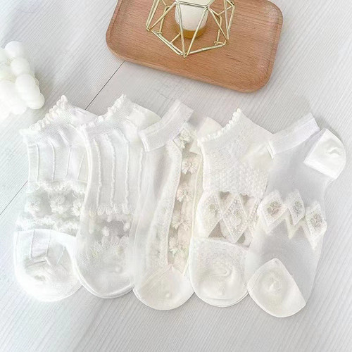 5 Pairs/Lot Summer Short Women White Socks Low Tube Cool Soc