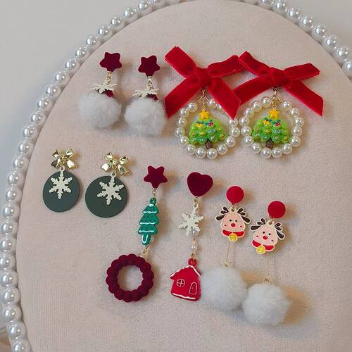 Sweet Christmas Asymmetric Long Chain Earring for Women Velv