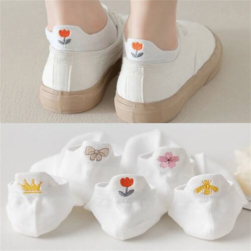 Dreamlikelin 5Pairs/lot Embroidered Breathable Mesh White So