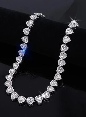 1Pcs Durable Heart-shaped Rhinestone Necklace Alloy 20/45cm
