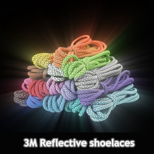 1 Pair Reflective Shoelaces Top Quality Round Shoe Laces Boo-封面