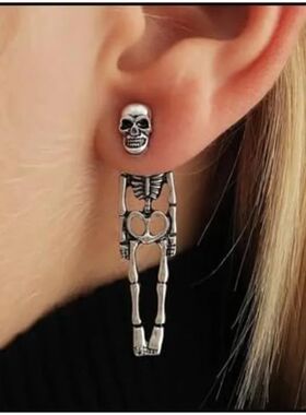 Punk Halloween Earrings for Women, Spooky Skull Skeleton Dan