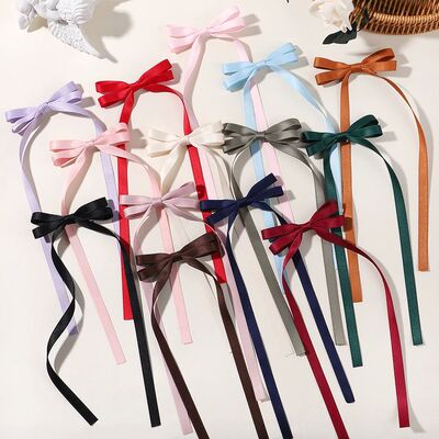 2pcs 2025 New Cute Ribbon Bow Headband Long Tassel Hair Clip