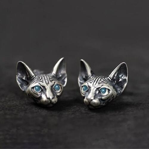 Dark Gothic Earrings Sphinx Cat Earring For Women Men Silver