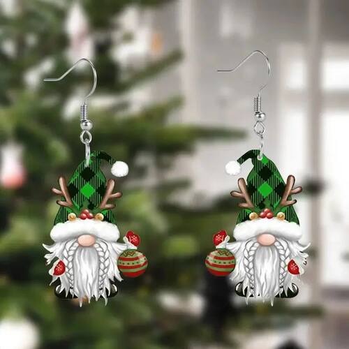 Christmas Tree Elk Dwarf Santa Claus Pendant Earrings 2024 C