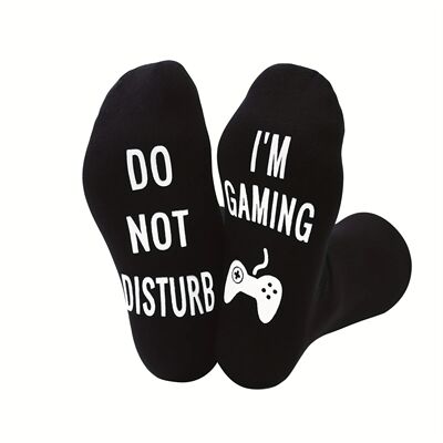 1 Pairs 'I Am Gaming' Print Funny Novelty Cotton Crew Socks