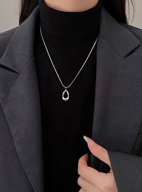 Fashion Silver Color Hollow Water Drop Pendant Necklaces for