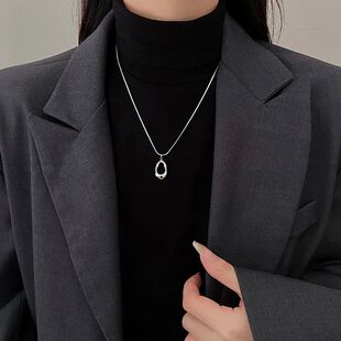 Fashion Silver Color Hollow Water Drop Pendant Necklaces for