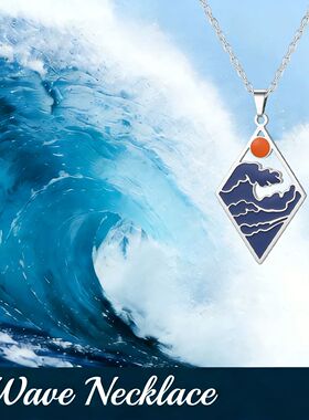 Amaxer Stainless Steel Great Wave off Kanagawa Necklace Gold