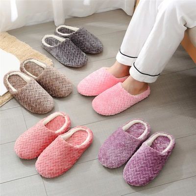 Women Winter Home Fur Slippers Cartoon Cat Non-Slip Soft War
