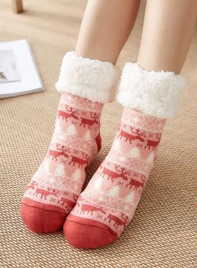 Christmas Gift Thermal Socks Women Winter Warm Plush Soft Fl