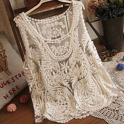 Woman Clothes Sleeveless Lace Tank Top Sexy Embroidery Comfo