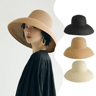 Women Panama Straw Hat Summer Sun Hats Solid Plain Elegant W