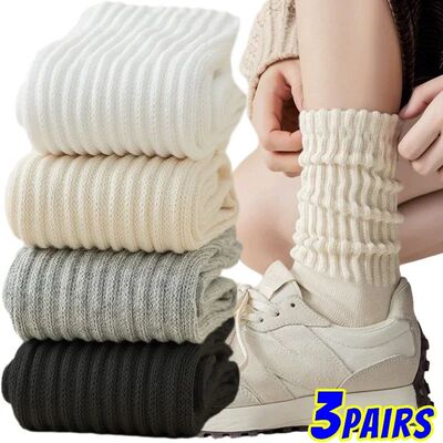 Y2k Knitted Long Socks Women Girls Casual Black White Loose