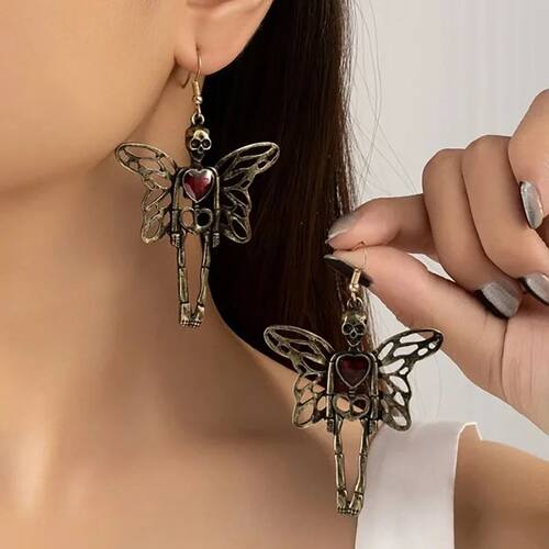 Gothic Halloween Skeleton Skull Dangle Earrings For Women Re