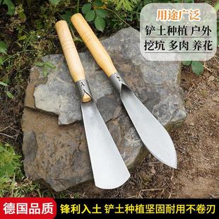 园林不锈钢挖春笋铲子挖野菜神器小铁锹平头锰钢小笋子栽养花花卉
