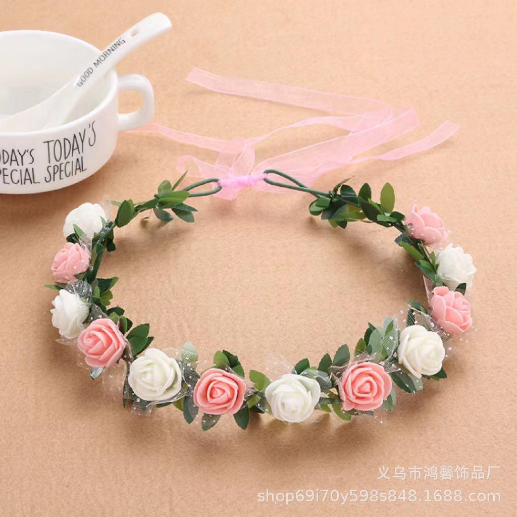 花环订婚韩式新娘头饰婚纱仿真花朵发箍森女海边度假沙滩配饰头花