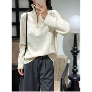半拉链高领雪花针织衫 时尚 女 新款 100%山羊绒毛衣欧洲站2025秋季