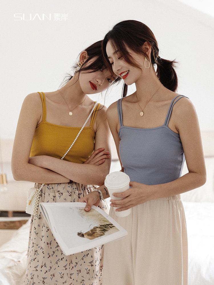 Small camisole women bandeau 2021 summer tight inside and outside wear sexy knitted wild cardigan top tide