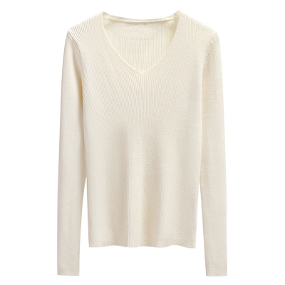 新款v领针织衫女套头毛衣