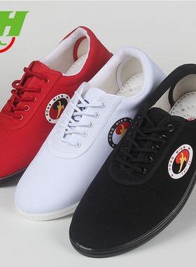 红棉太极武术练功鞋女帆布男防滑透气训练鞋儿童春夏加厚软底耐磨