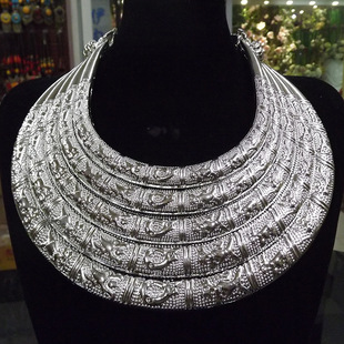 西南民族风五层银项圈苗黎瑶族苗银十二生肖项饰品服装摄影配饰