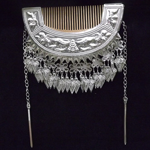 民族风苗银流苏吊坠头饰瑶族土家侗族风发饰插梳子头饰服装配饰