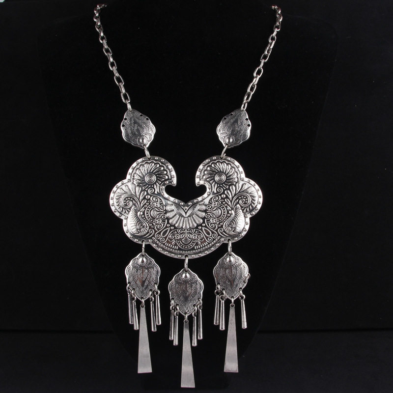 新款正品云南民族风长项链项圈毛衣链饰品电镀苗银项饰