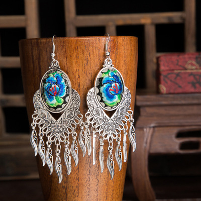 民族风复古饰品刺绣舞台耳环