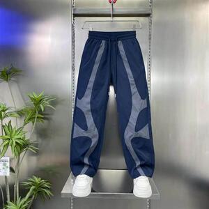 泰铬男装供应链三号2026夏季薄料原创潮牌男女阔腿拖地拼色休闲裤