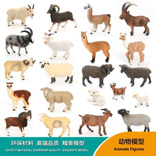 仿真动物模型 羊驼绵羊野生实心动物儿童玩具礼物 农场动物园山羊