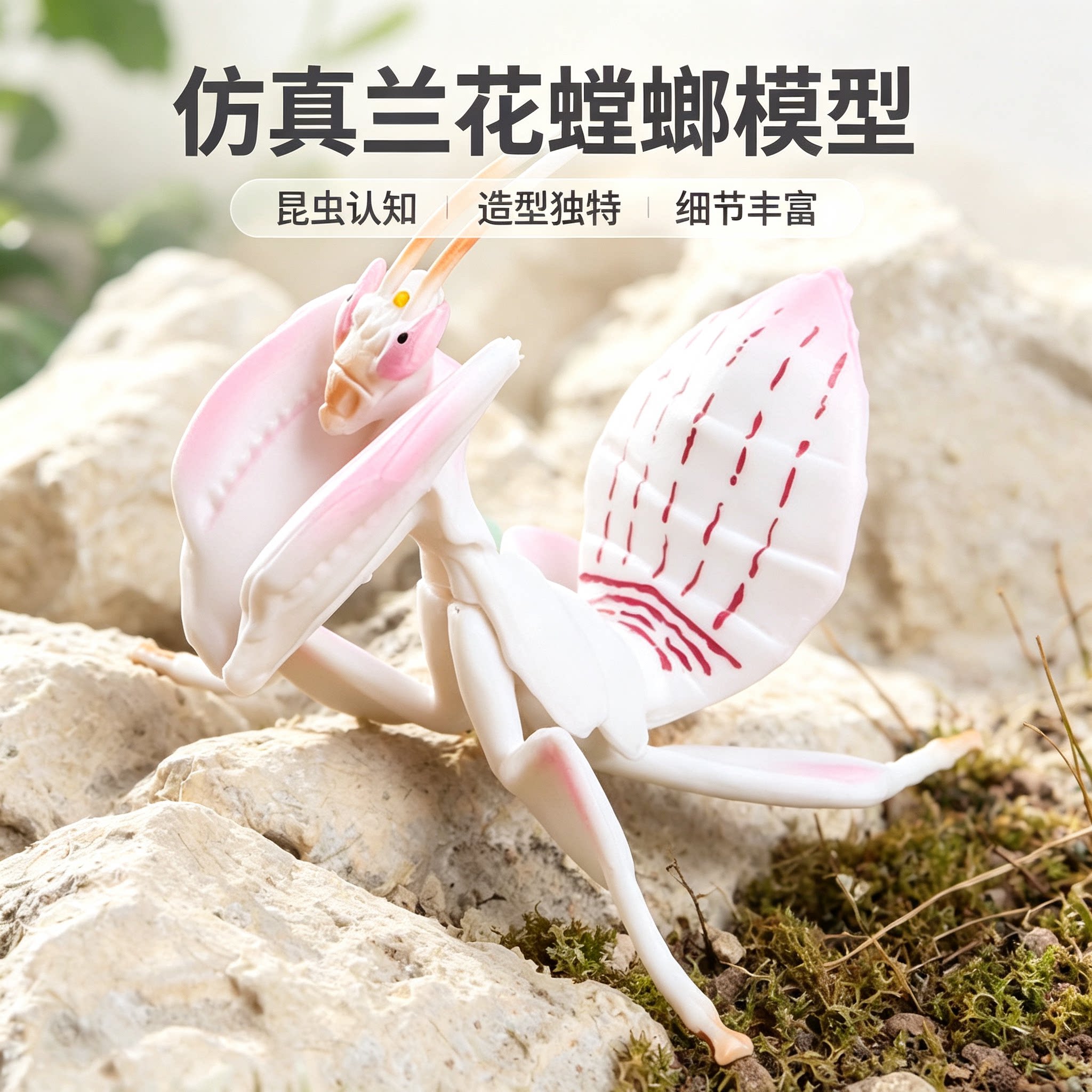 儿童仿真教具实心昆虫玩具兰花螳螂蝴蝶蜜蜂飞蛾蚊子瓢虫动物模型