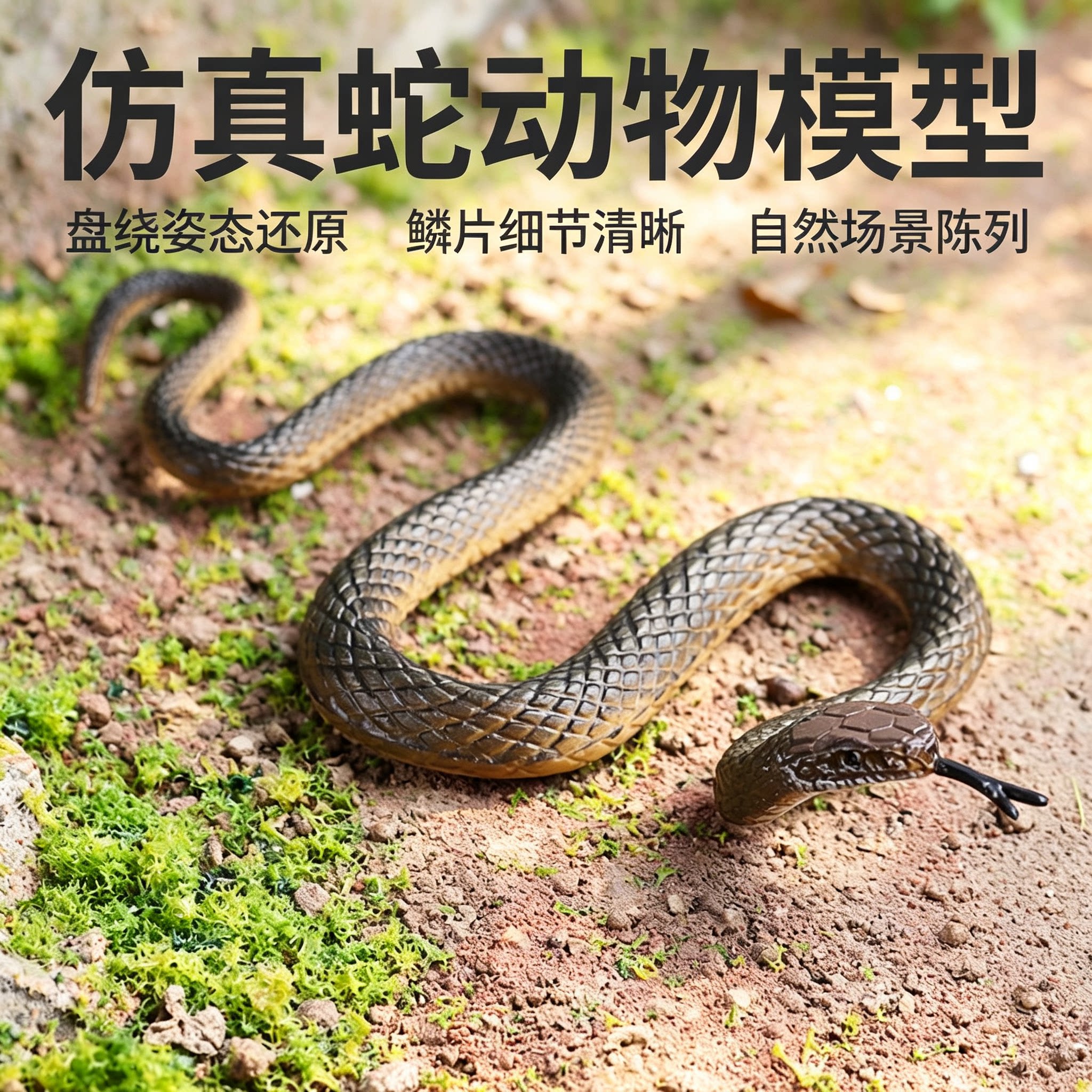 仿真野生动物模型玩具认知两栖爬行眼镜蛇响尾蛇赤链蛇大蟒蛇摆件