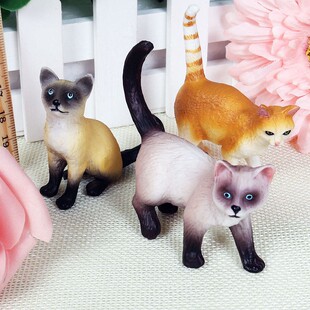 认知玩具车载仿真猫科动物模型短毛猫黑白小猫波斯猫布偶猫咪摆件
