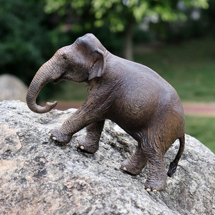 儿童实心仿真野生动物世界大象模型玩具 动物园亚洲象模型摆件男