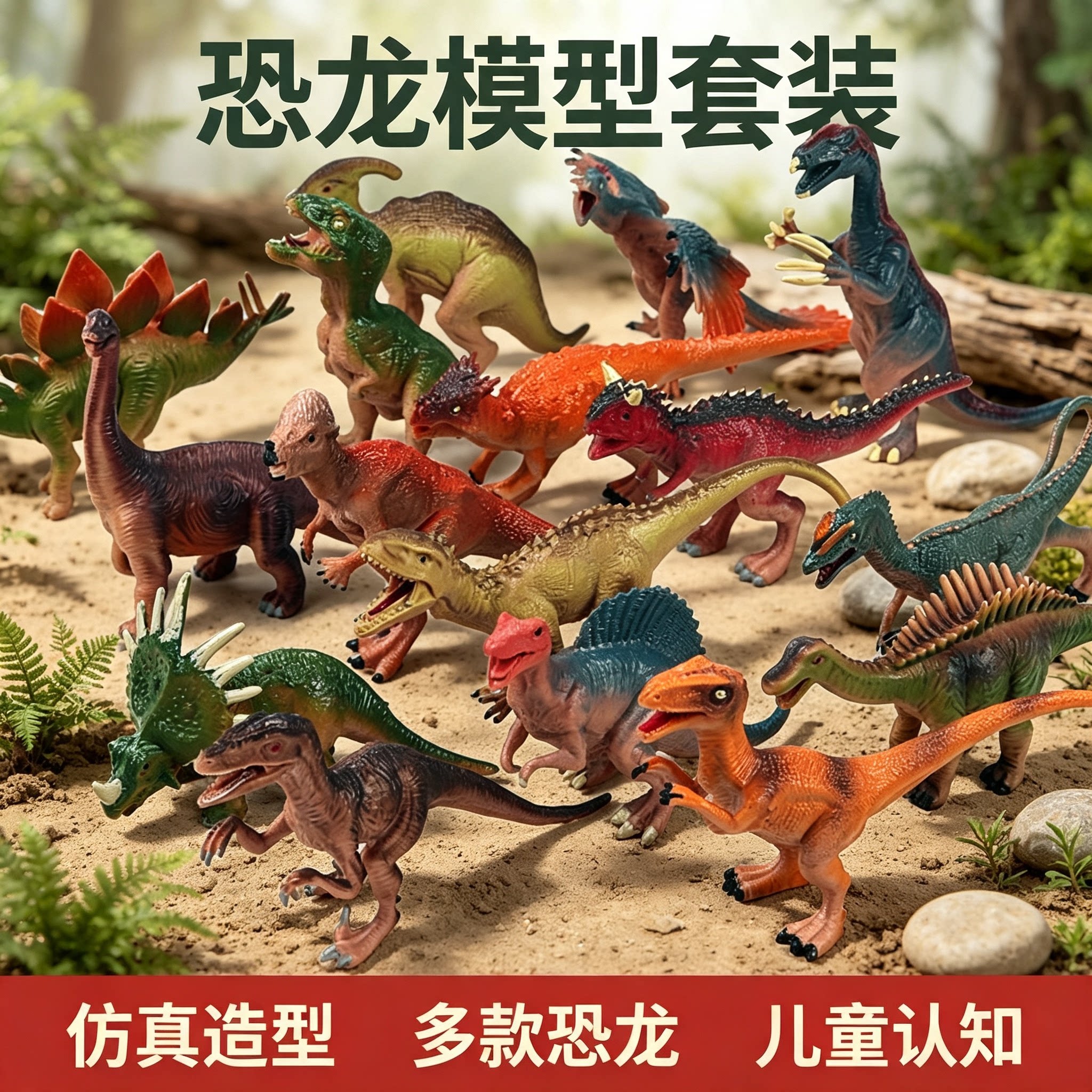儿童仿真实心恐龙玩具霸王龙巨兽龙棘龙肿头龙牛龙鲨齿龙动物模型