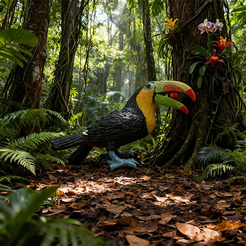 认知仿真鸟类野生实心动物模型巨嘴鸟大嘴鸟鹦鹉儿童玩具盆栽摆件