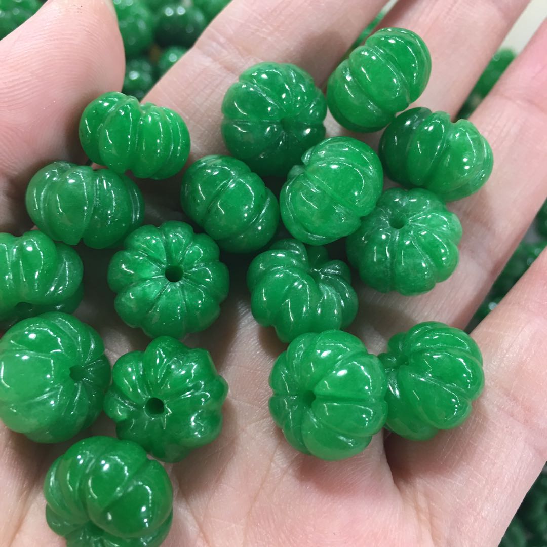 diy满绿立体手链耳环南瓜珠