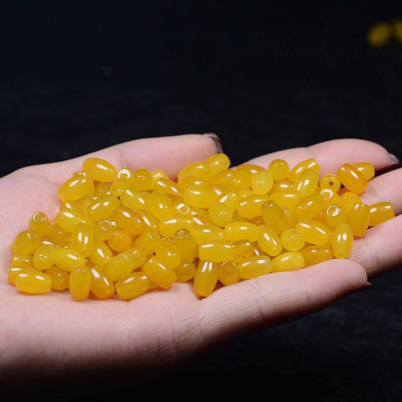 新款天然仿黄龙玉米珠金丝玉黄玛瑙和田玉珠子diy手工编织手链项