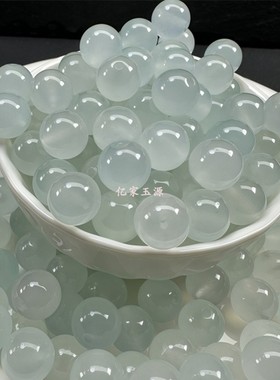 高冰翡翠色冰晴冰种散珠子玉石圆珠diy编织玉饰品手串项链材料