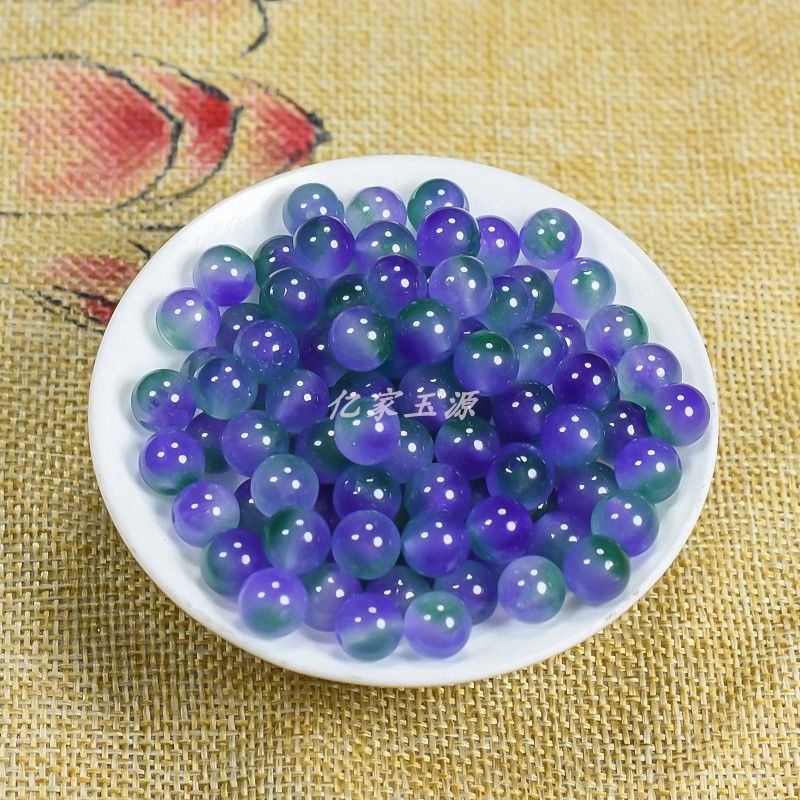 紫绿玉髓散珠子冰种水晶圆珠DIY手工手链腰链串珠编织手链项链