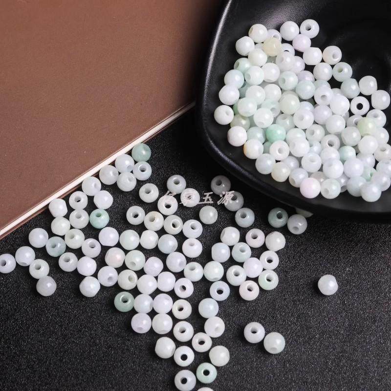 天然翡翠a货大孔圆珠子