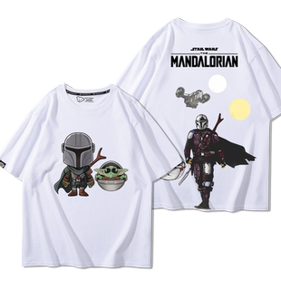 星球大战动漫周边短袖男曼达洛人小尤达宝宝青少年卡通T恤