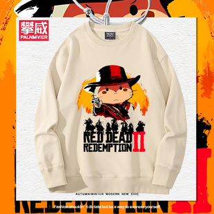 小约翰可汗仓鼠联名荒野大镖客周边卫衣男女学生秋冬加绒可爱衣服